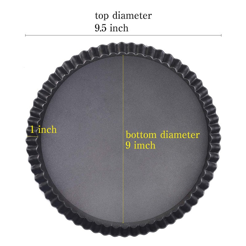 RICHSC-PAN Tart Pan, 9 Inch Tart Pans, Non-Stick Removable Loose Bottom Carbon Steel 9In Tart Pan, The 9.5 Inches at the Top and 9 Inches at the Bottom, With a Depth of 1.1 Inches. - Image 2